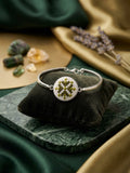Handcrafted Olive Green Cross-Stitch Bangle – Nature-Inspired Embroidered Jewelry