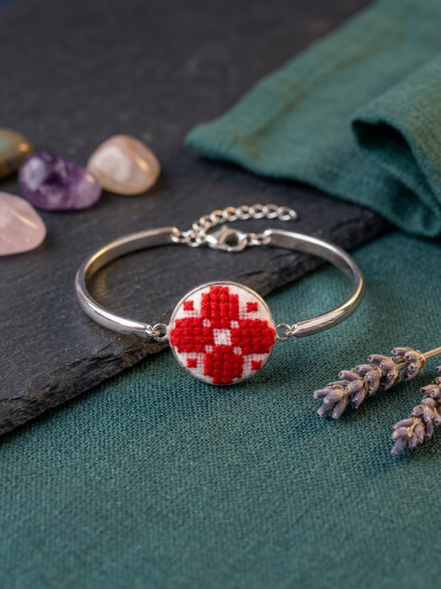 Hazara-Inspired Embroidered Bracelet – A Tribute to Traditional Art