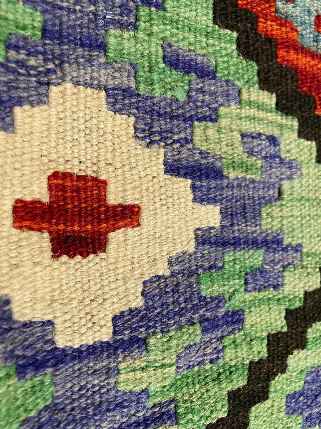 Handwoven Afghan Kilim Rug – Colorful Geometric Diamond Pattern